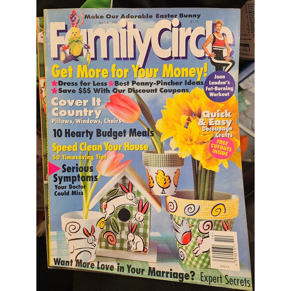 Vintage Family Circle Magazine April 4 1995 Joan Lunden Easter Bunny Crafts